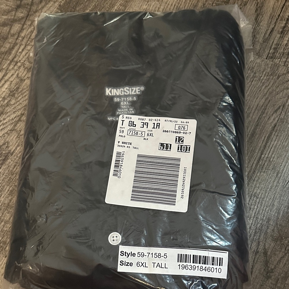 KingSize Men's Black Polo Shirt - 6XL Tall